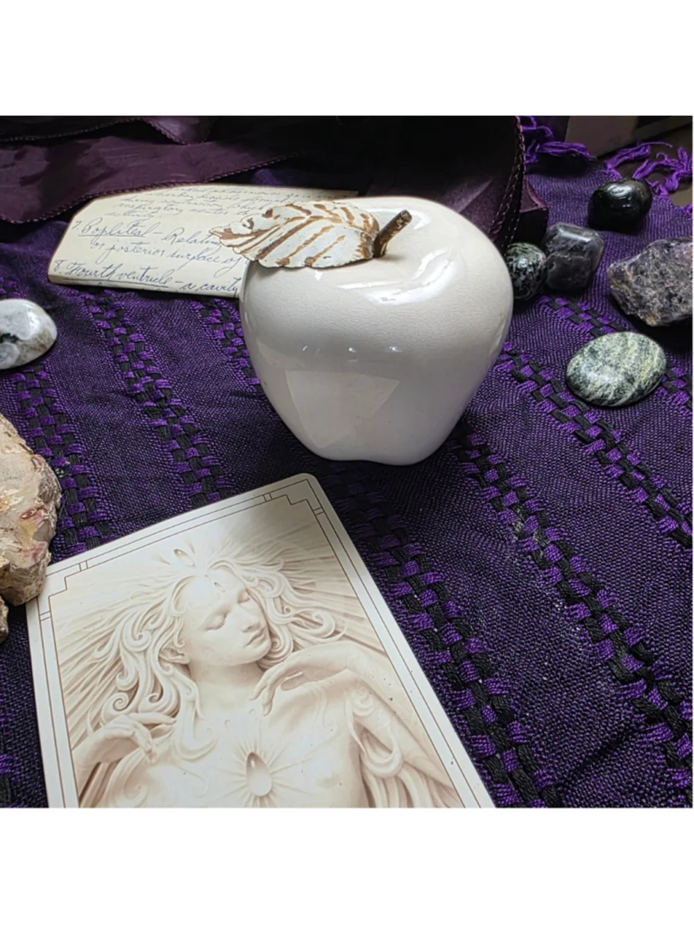 Ceramic Apple Altar Decor – White Glaze Ritual Symbol for Abundance, Knowledge,